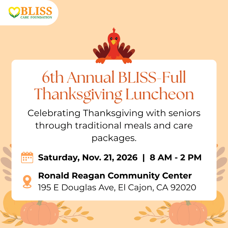 A festive Thanksgiving luncheon invitation with pumpkins and a turkey graphic in the foreground, set against a warm, peachy background with the event details clearly displayed.