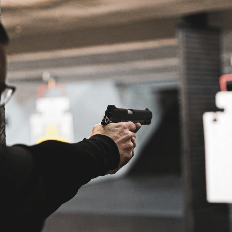 man doing practice shooting