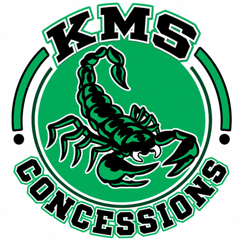 A green and black scorpion is centered within a green circle, surrounded by the text "KMS CONCESSIONS" against a white background.
