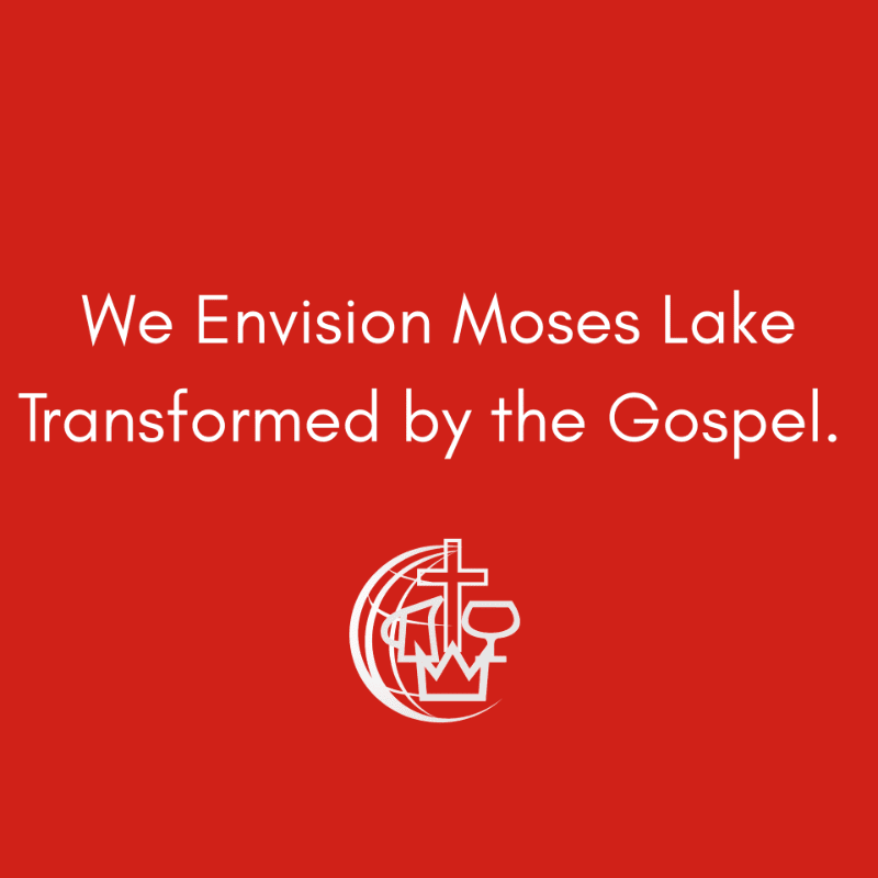 White text and a religious logo are centered against a solid red background.