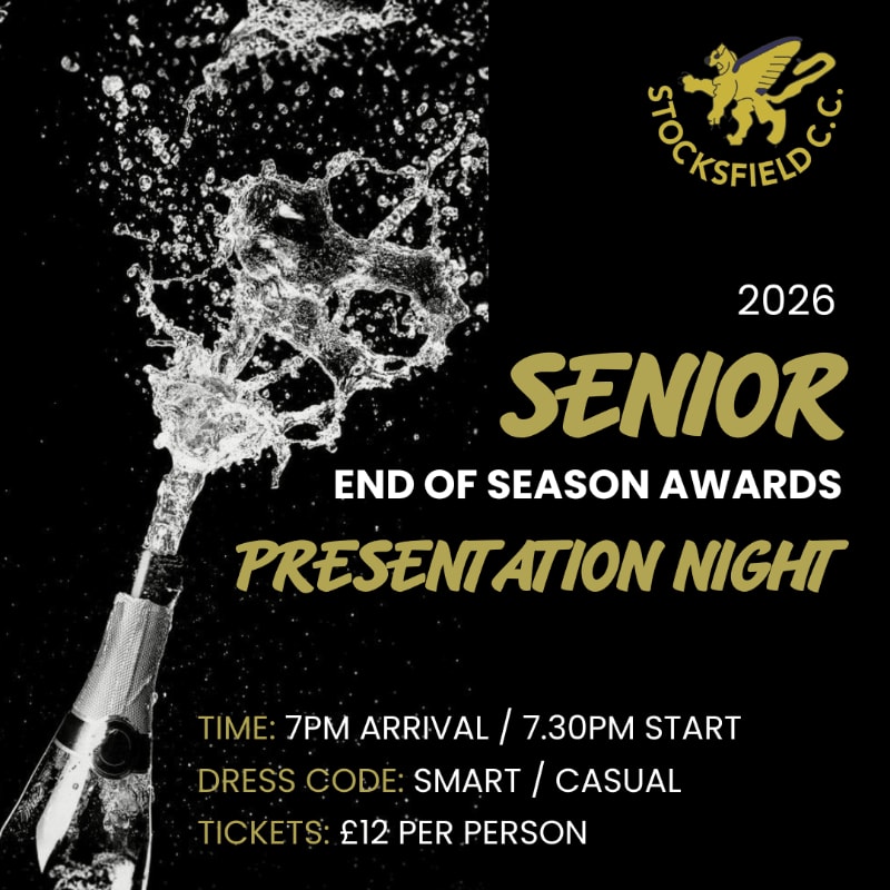 A champagne bottle spraying liquid dominates the left foreground against a black background featuring gold and white event text and a club logo.