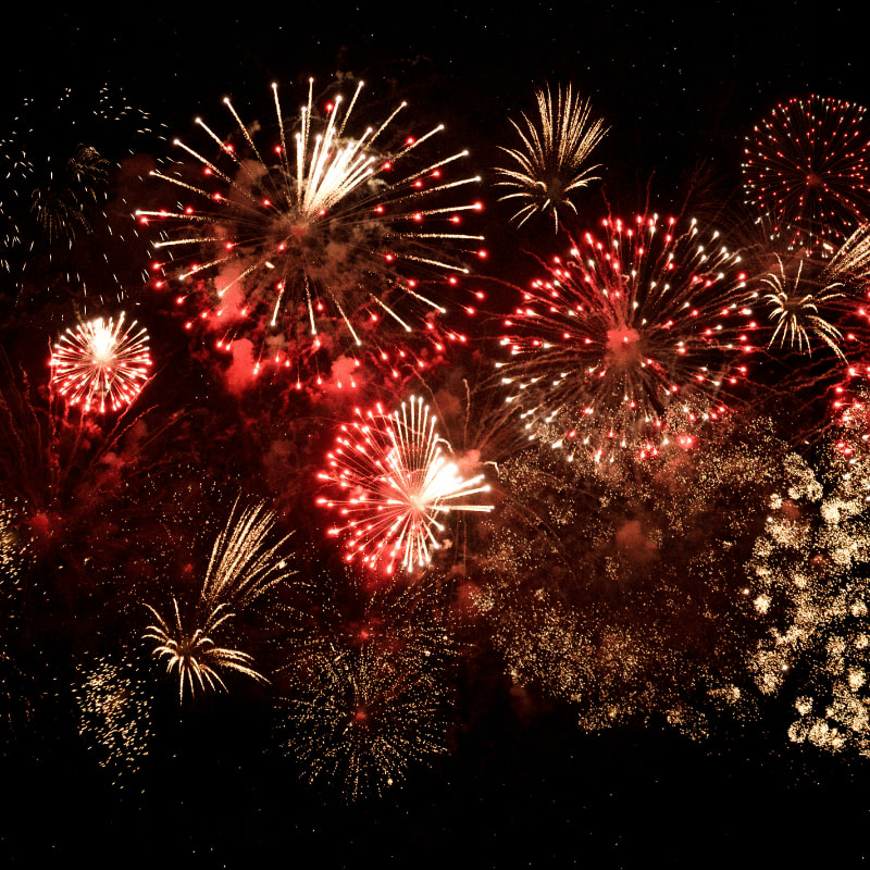 yellow and red fireworks