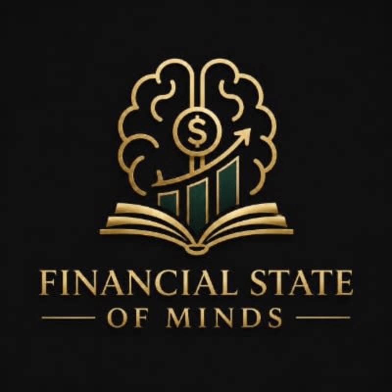 A golden brain with a dollar sign and upward trending graph sits atop an open book, all set against a dark, textured background.