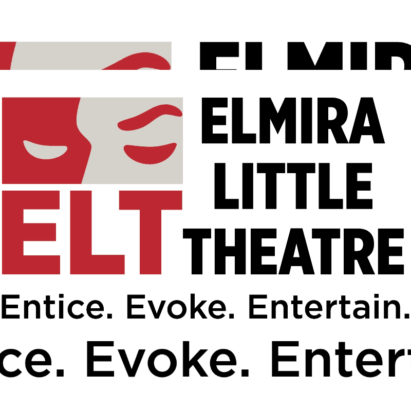 A red and white graphic logo with the text "ELMIRA LITTLE THEATRE" and "ELT" sits against a plain white background.