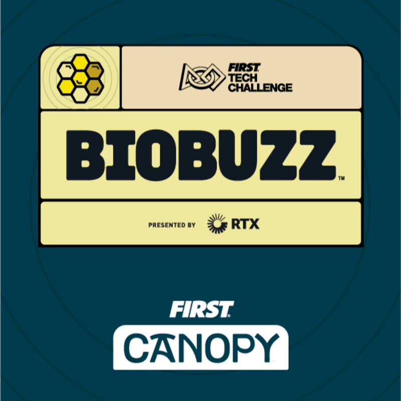 A central graphic featuring the text "BIOBUZZ" and various logos is set against a dark teal background.