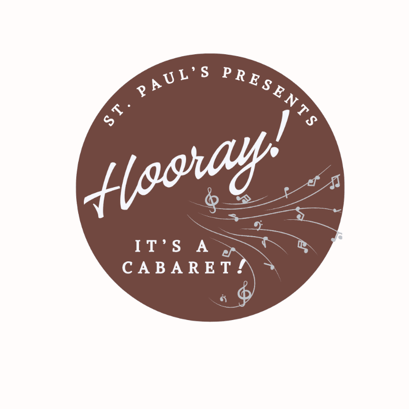 White text and musical notes are displayed on a brown circular background against a plain white backdrop.