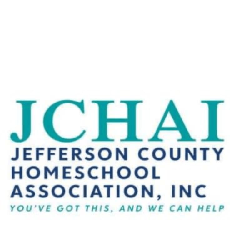 Teal and dark blue text on a white background reads "JCHAI JEFFERSON COUNTY HOMESCHOOL ASSOCIATION, INC YOU'VE GOT THIS, AND WE CAN HELP".