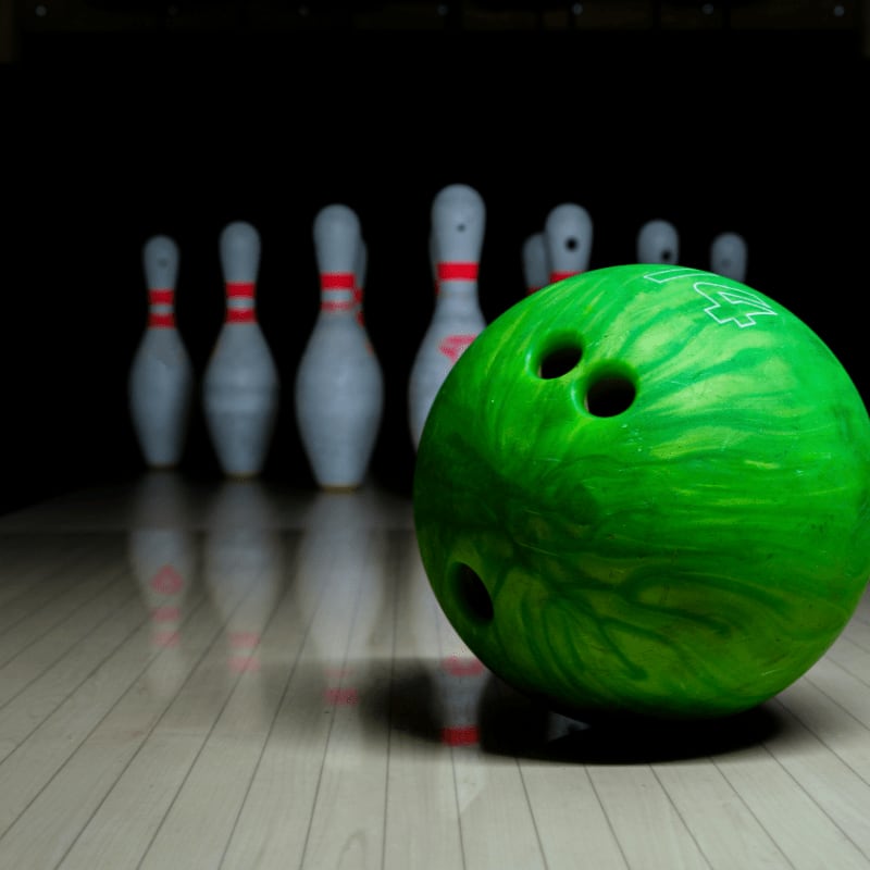 a bowling ball on a bowling alley