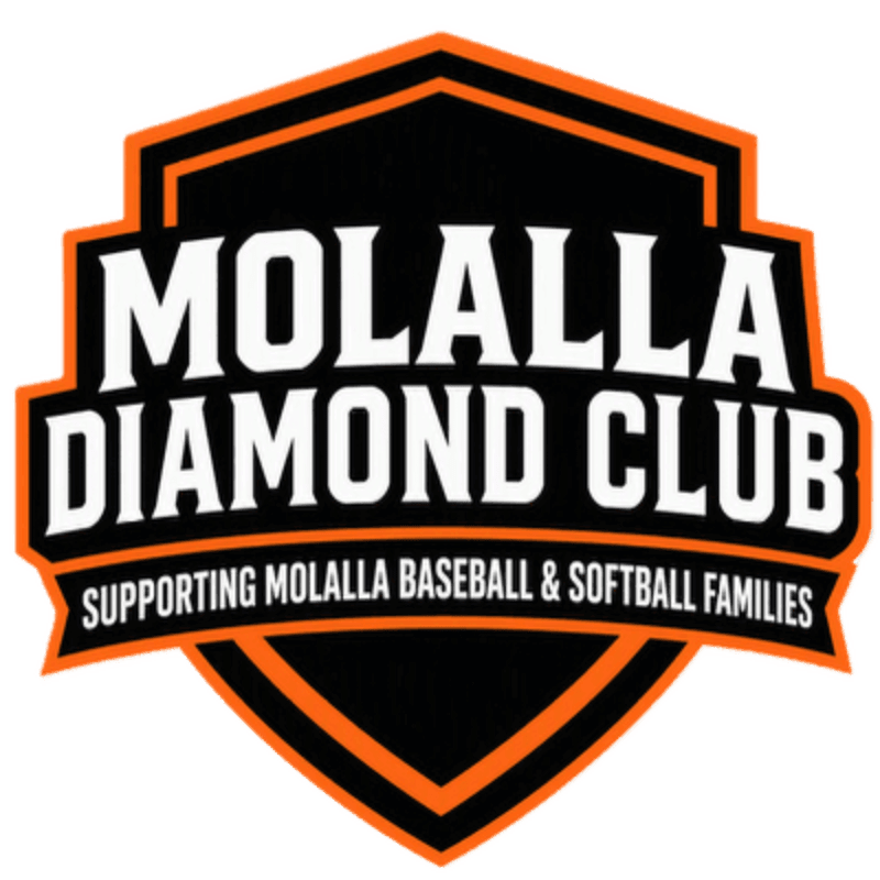 A black and orange hexagonal logo with the text "MOLALLA DIAMOND CLUB" in white bold letters is set against a plain white background.