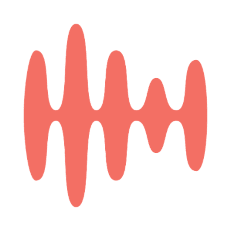 A coral-colored sound wave graphic is centered on a plain white background.