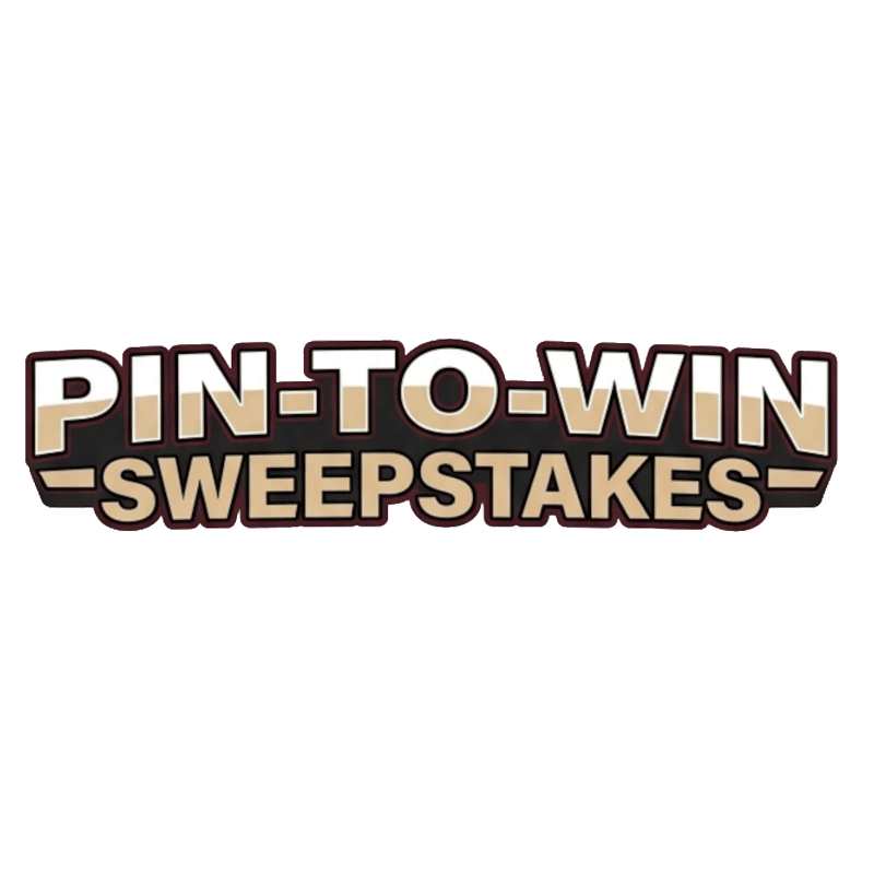 The text "PIN-TO-WIN SWEEPSTAKES" is centered in the foreground against a plain white background.