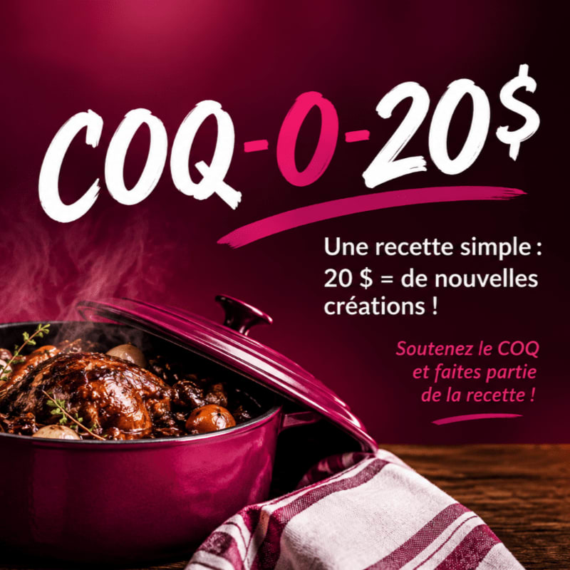 A steaming pot of braised chicken sits in the foreground against a deep magenta background featuring white and pink promotional text.