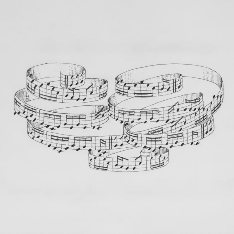a drawing of a bunch of musical notes