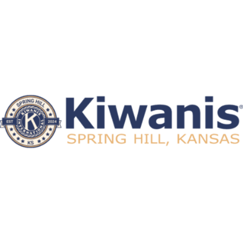 A Kiwanis logo for Spring Hill, Kansas, featuring a blue emblem and text set against a plain white background.
