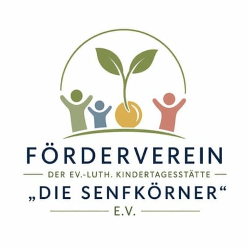 A colorful logo featuring stylized children and a growing plant in the foreground against a plain white background.