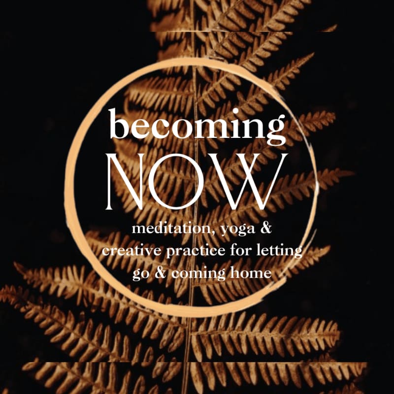 White text and a circular border in the foreground overlay a dark background featuring golden-brown fern fronds.