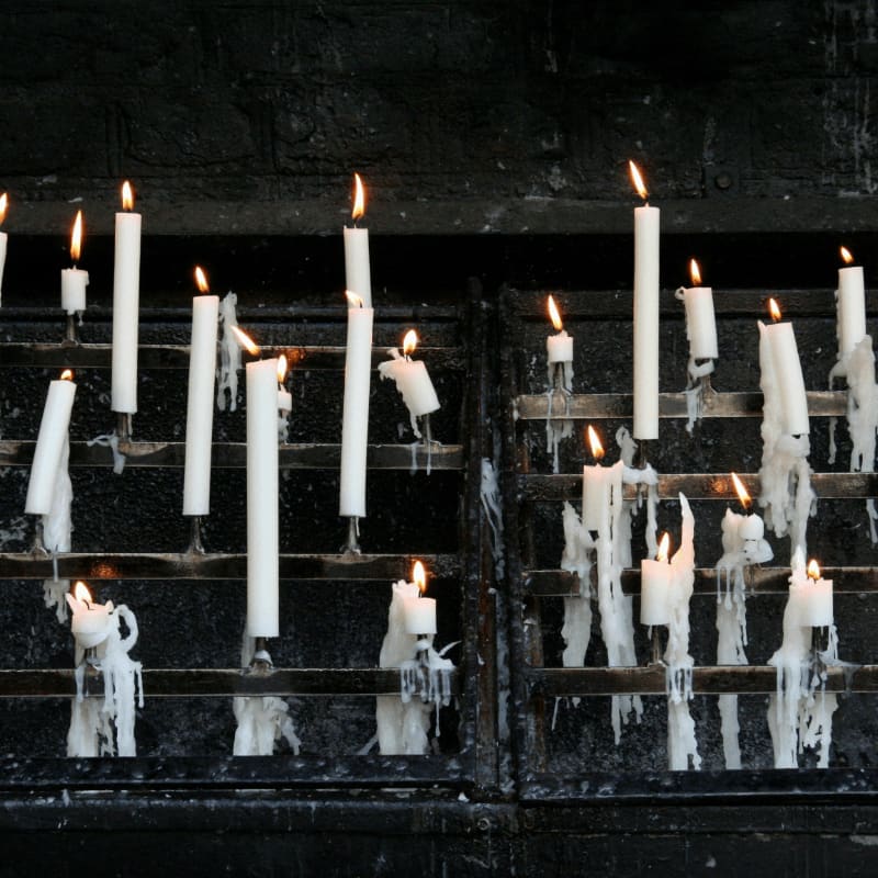 lighted pillar candles