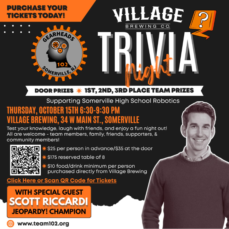 A promotional flyer for a trivia night featuring a man in a sweater in the foreground and event details against a dark background.