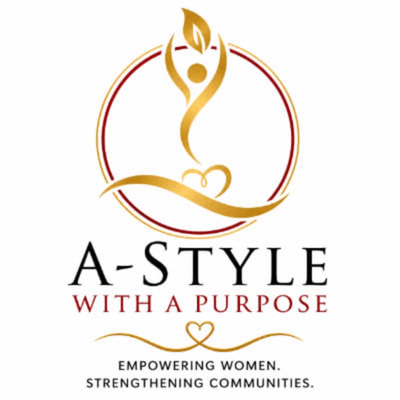A gold and red circular logo featuring a stylized human figure and heart sits above the text "A-STYLE WITH A PURPOSE" against a plain white background.