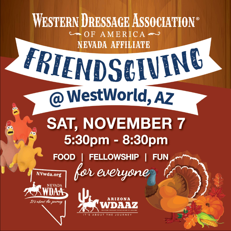 An event flyer for a "Friendsgiving" celebration features bold text and cartoon turkeys in the foreground against a brown wooden and red background.