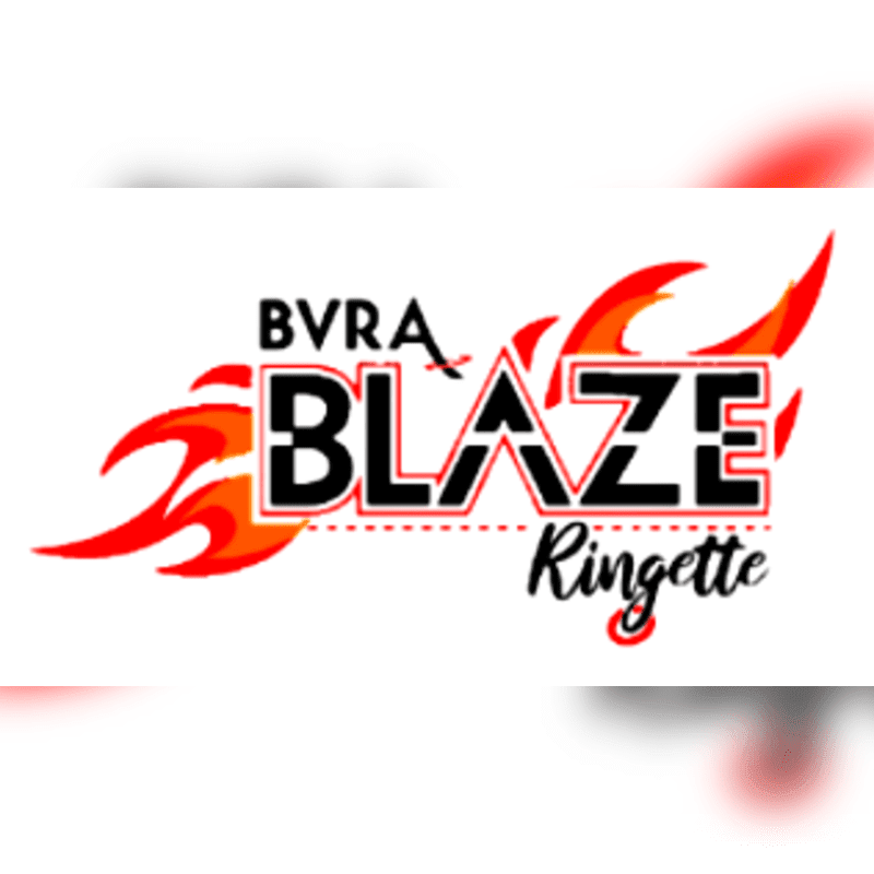 A logo featuring the text "BVRA BLAZE Ringette" with red flames in the foreground against a plain white background.