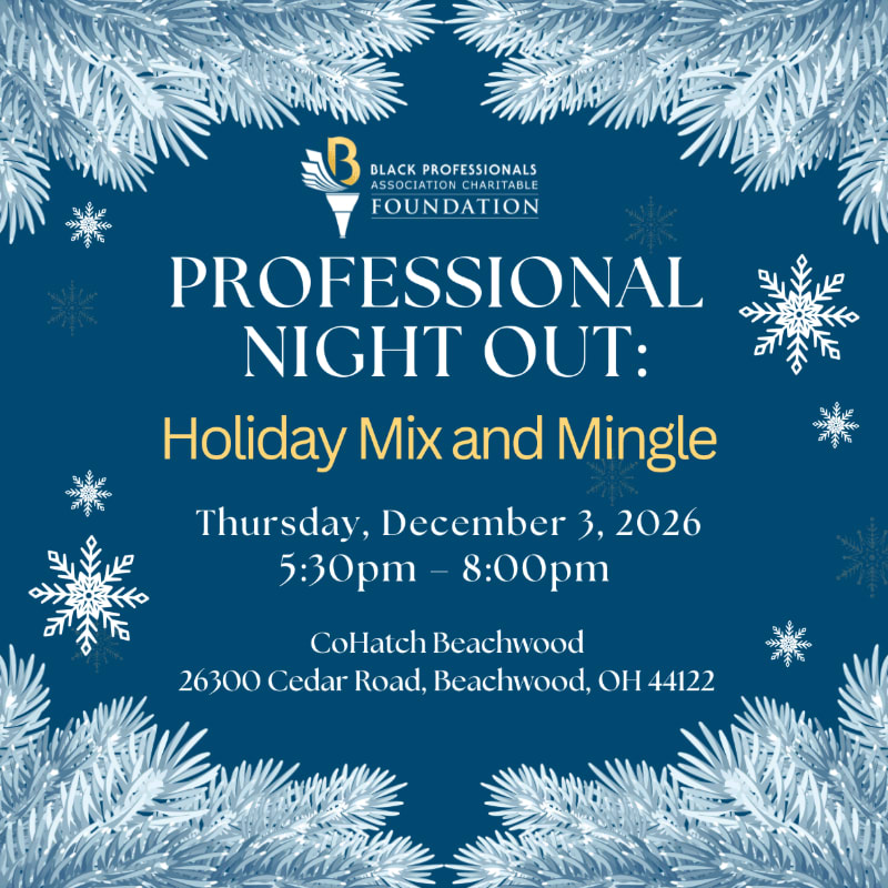 White event text and a logo are centered on a dark blue background framed by frosted pine branches and snowflakes.