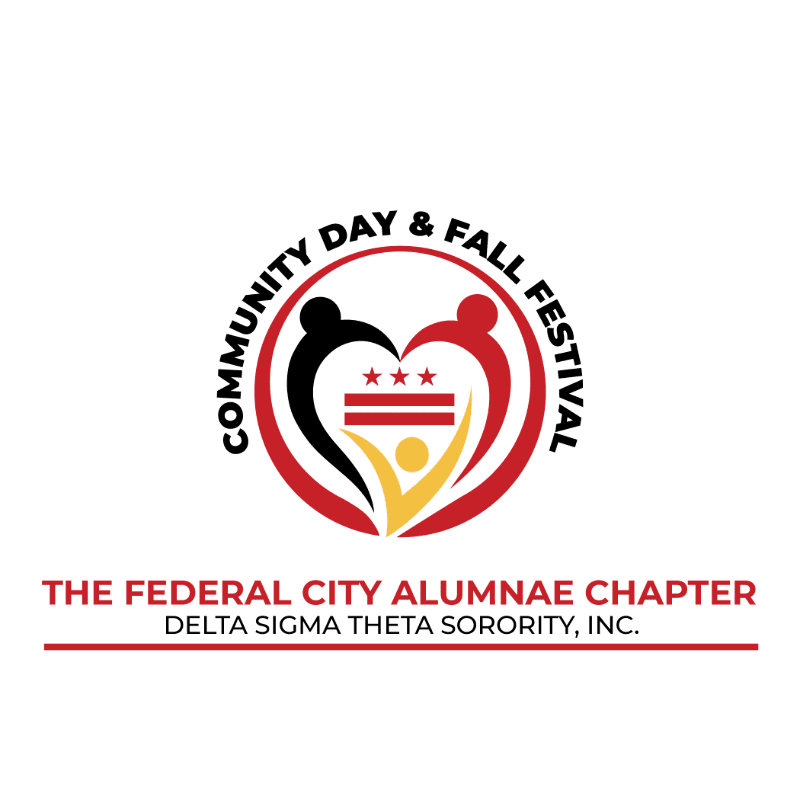 A colorful logo for "Community Day & Fall Festival" featuring stylized figures inside a heart shape is centered against a plain white background.
