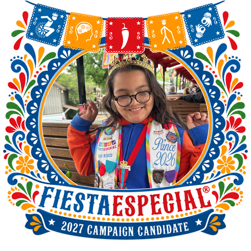 Colorful festive banners and the text "FIESTA ESPECIAL" are set against a plain white background.