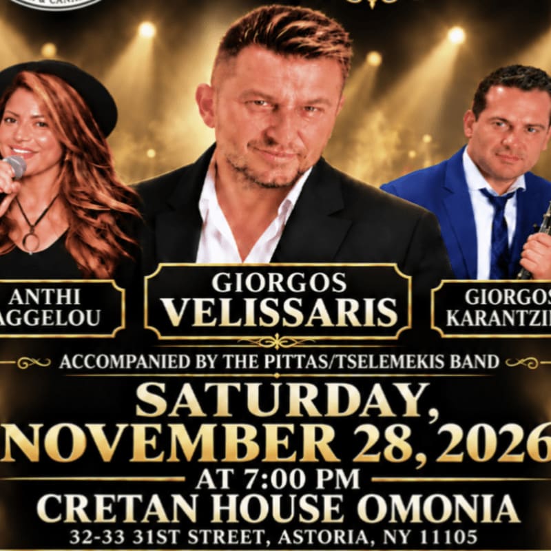 Three singers pose in the foreground against a golden, spotlighted stage background for a concert advertisement.