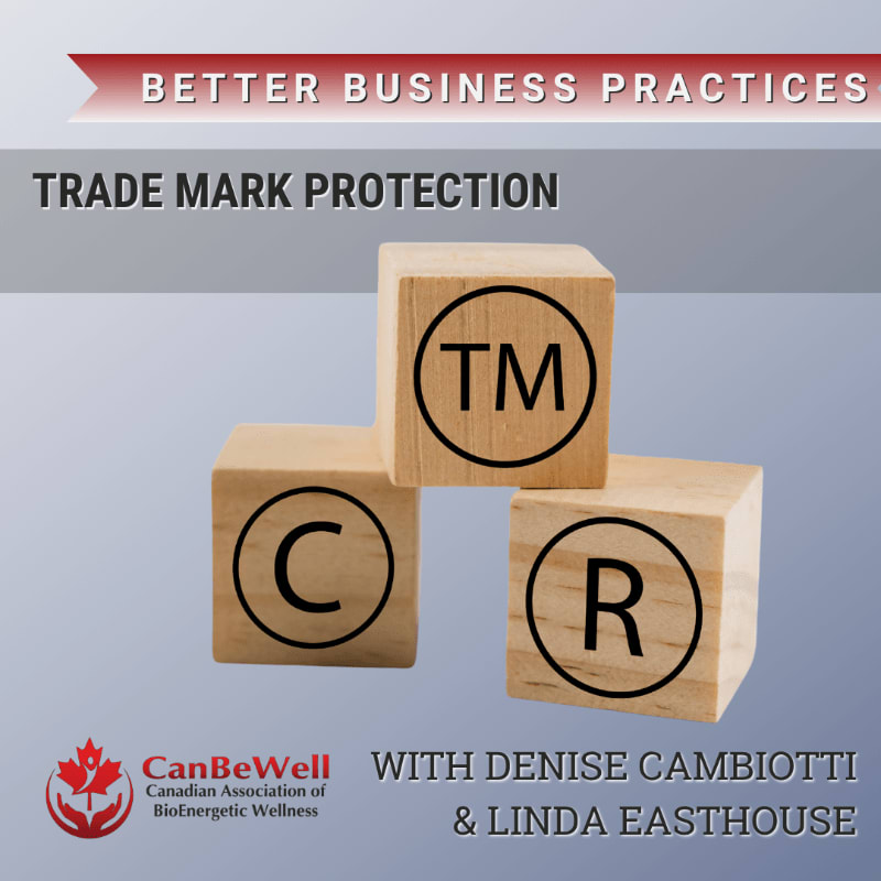 Three wooden blocks marked with "TM", "C", and "R" sit in the foreground against a plain grey background with promotional text.