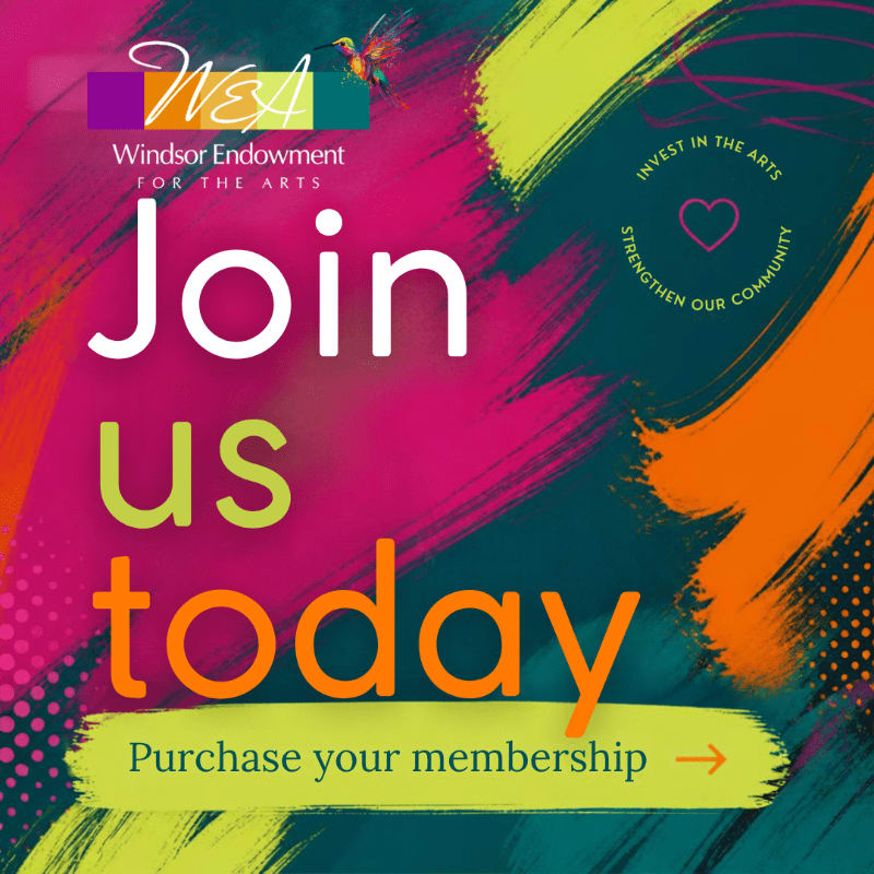 Bold text reading "Join us today" and a membership call-to-action button sit atop a vibrant, multicolored background of abstract paint strokes.
