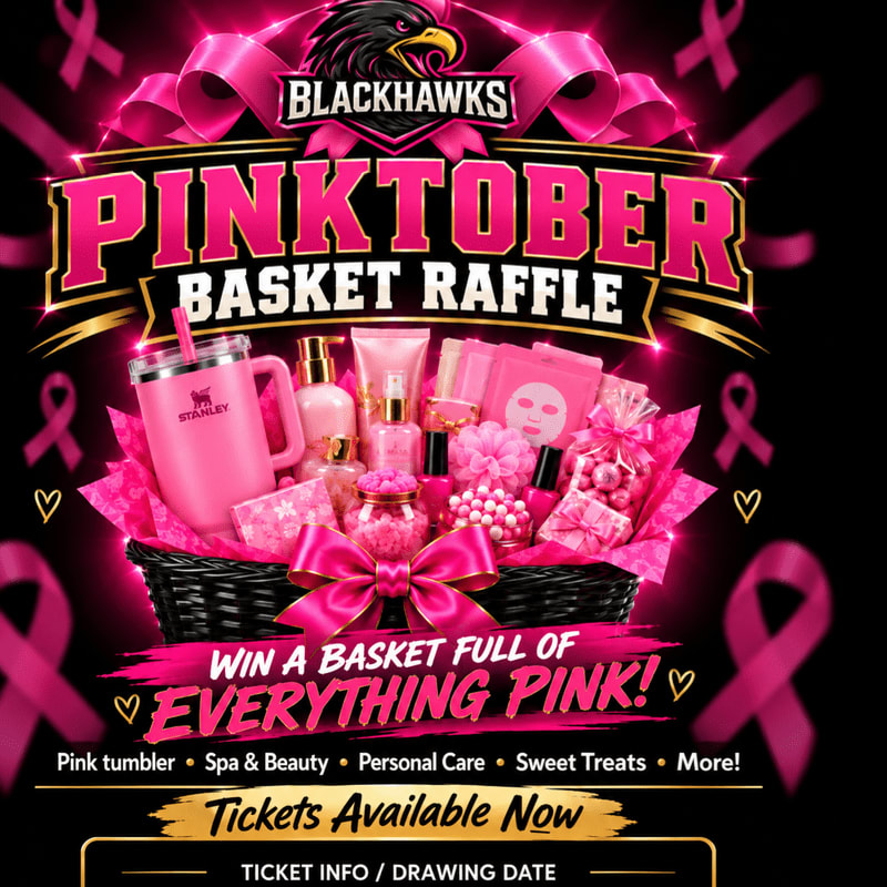 A gift basket filled with various pink beauty and lifestyle products sits in the foreground against a dark background adorned with pink ribbons and promotional text for a "Pinktober" raffle.