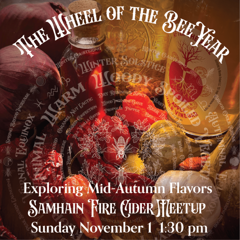 Red onions, garlic, and chili peppers surround a small bottle of red liquid in the foreground, with a larger bottle and text overlays filling the background.
