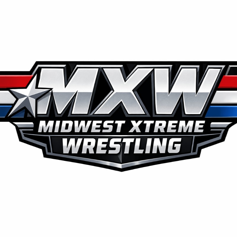 A bold "MXW" logo with the text "MIDWEST XTREME WRESTLING" is centered against a plain white background.