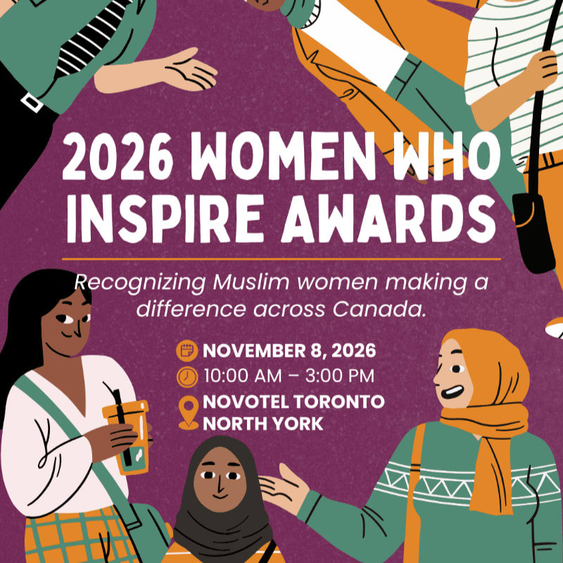 White and yellow text announcing the 2026 Women Who Inspire Awards is centered over an illustration of diverse women against a purple background.