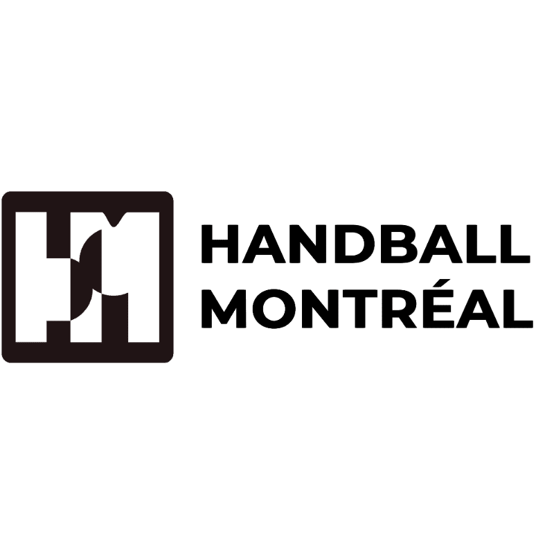 A black and white logo for "HANDBALL MONTRÉAL" is centered against a plain white background.