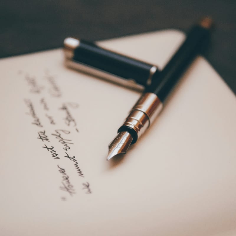 black and silver fountain pen