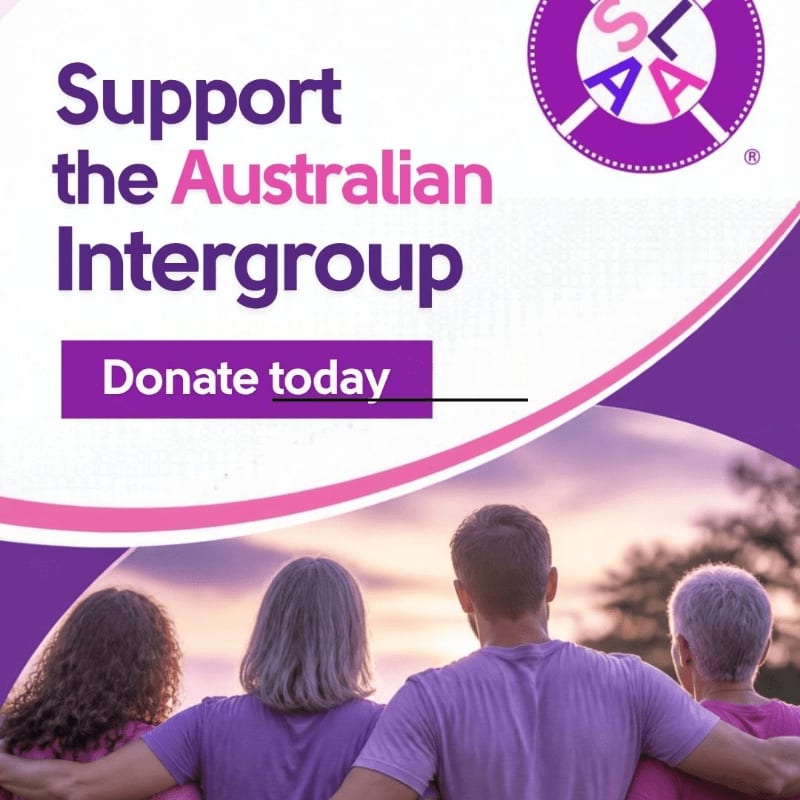Four people in purple shirts stand with their arms around each other in the foreground, set against a sunset sky and a purple and white graphic background with text.