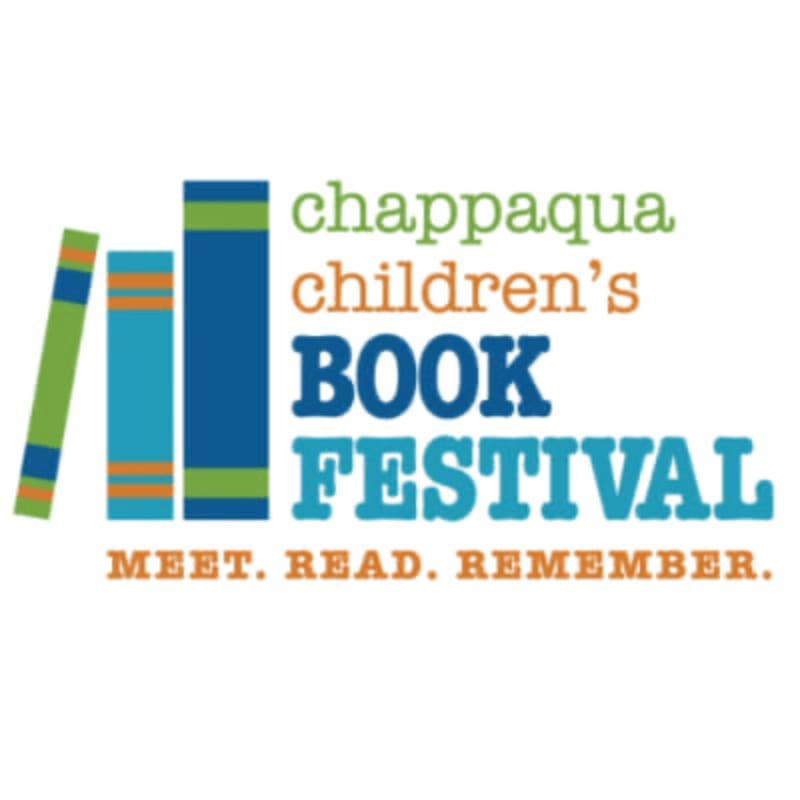 Colorful stylized books and the text "chappaqua children's BOOK FESTIVAL MEET. READ. REMEMBER." are set against a plain white background.