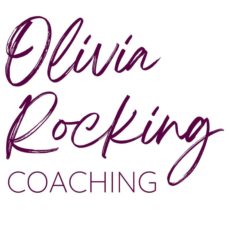 Purple cursive text reading "Olivia Rocking COACHING" is centered against a plain white background.