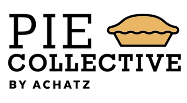 Black text reading "PIE COLLECTIVE BY ACHATZ" and a small pie illustration sit against a plain white background.