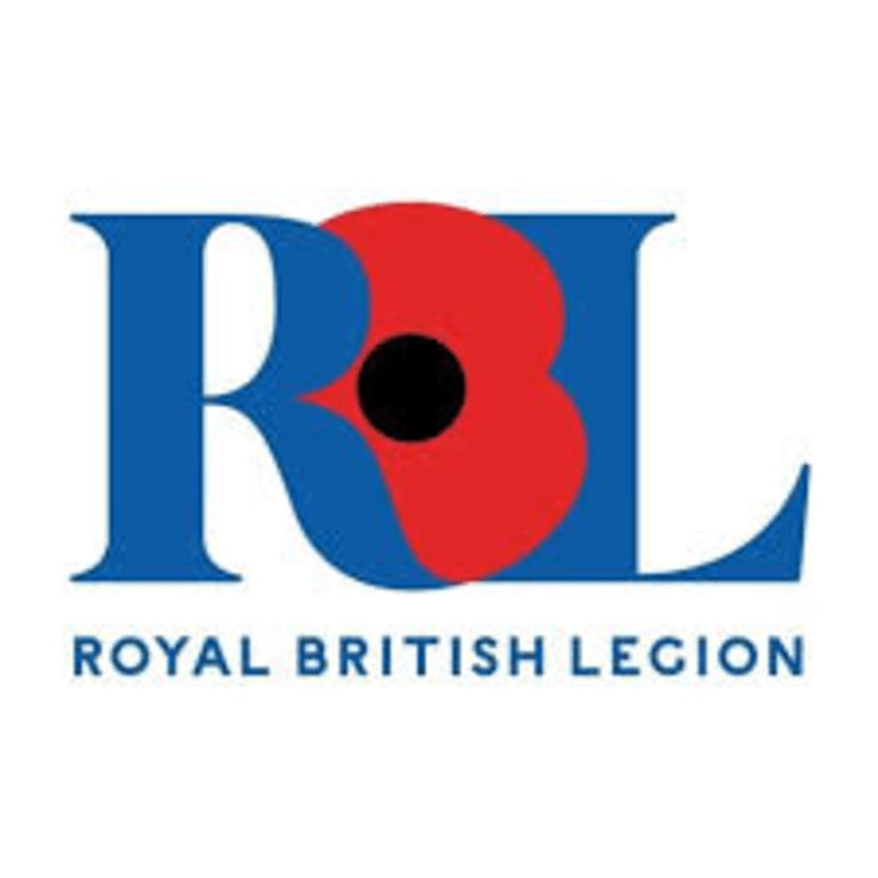 The Royal British Legion logo, featuring blue letters "R" and "L" with a red poppy in the center, is set against a plain white background.