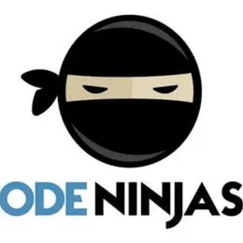 A black ninja head icon with a tan mask and the text "CODE NINJAS" sits against a plain white background.