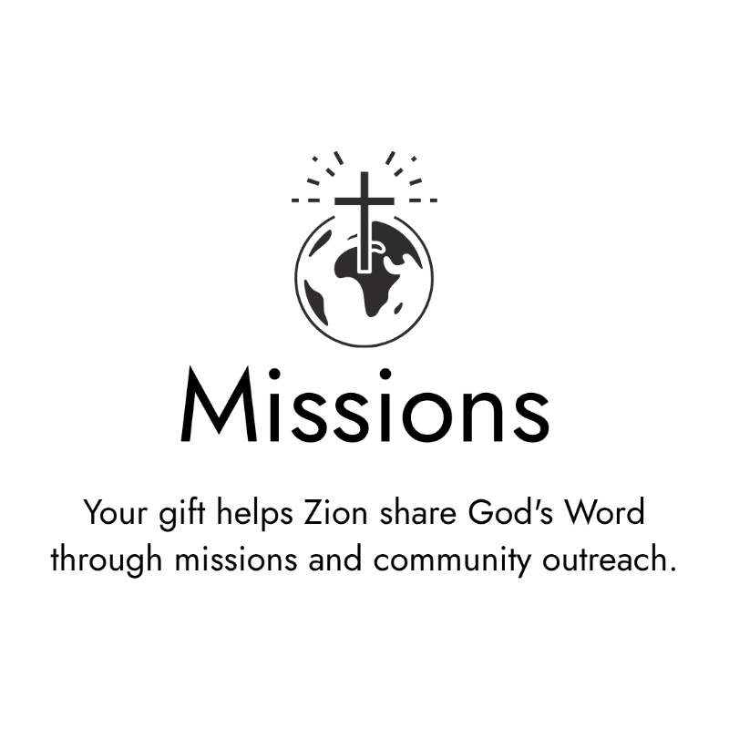 A black graphic of a cross atop a globe and the text "Missions" with a supporting caption are centered on a plain white background.