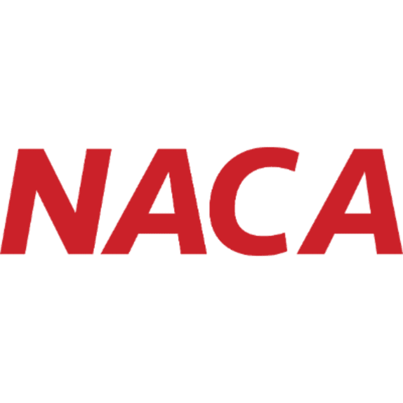 The word "NACA" is written in bold red capital letters against a plain white background.