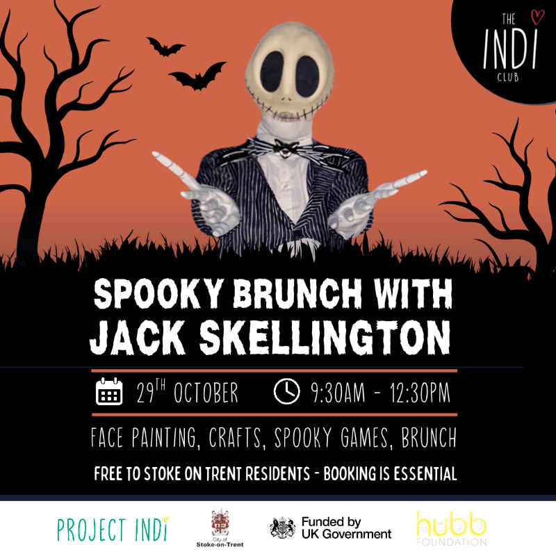 Jack Skellington stands in the foreground against a backdrop of a burnt-orange sky and silhouetted spooky trees.