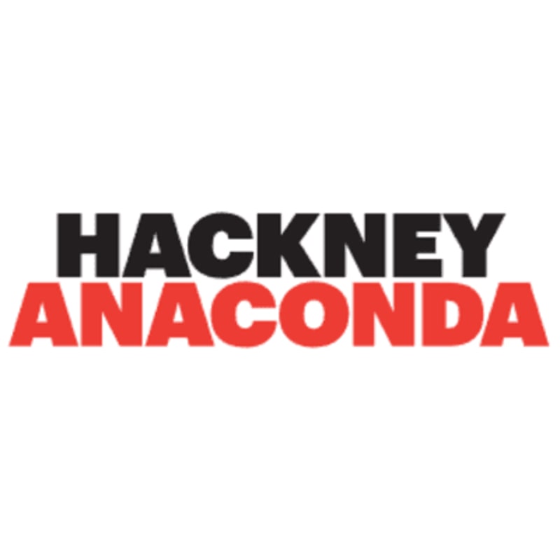 The words "HACKNEY ANACONDA" in black and red text are centered against a plain white background.