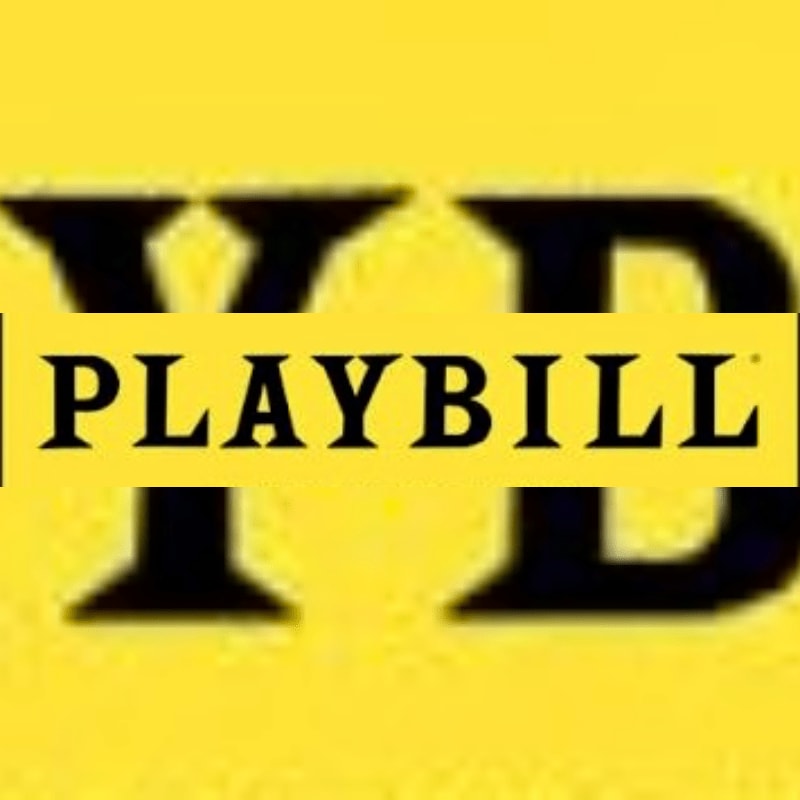 The word "PLAYBILL" in black text on a yellow banner is layered over large black letters against a solid yellow background.