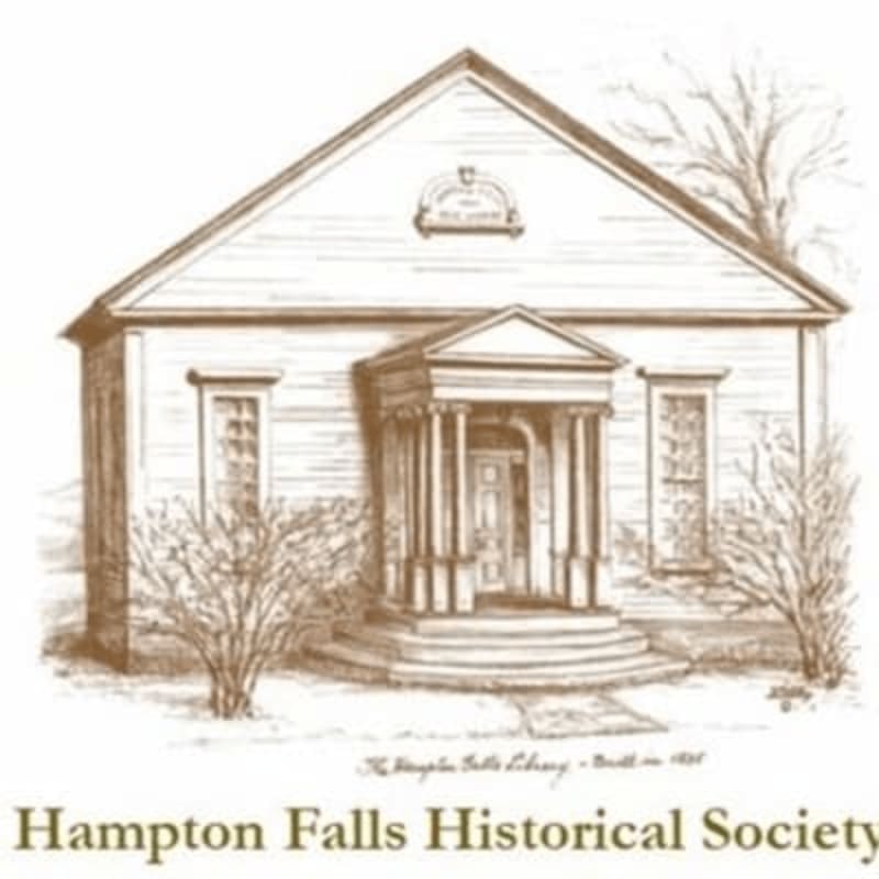 A sepia-toned sketch of a small historical building with a columned porch and surrounding shrubs set against a plain white background.