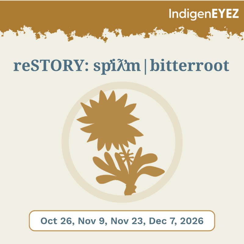 A gold silhouette of a bitter root plant is centered on a light beige background with text and a gold border at the top.